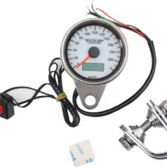 220 KM/H WHITE FACE PROGRAMMABLE MINI ELECTRONIC SPEEDOMETER WITH ODOMETER/TRIPMETER 2.37"