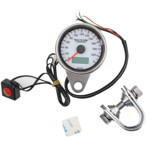 220 KM/H WHITE FACE PROGRAMMABLE MINI ELECTRONIC SPEEDOMETER WITH ODOMETER/TRIPMETER 2.37"
