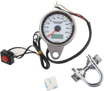220 KM/H WHITE FACE PROGRAMMABLE MINI ELECTRONIC SPEEDOMETER WITH ODOMETER/TRIPMETER 2.37"