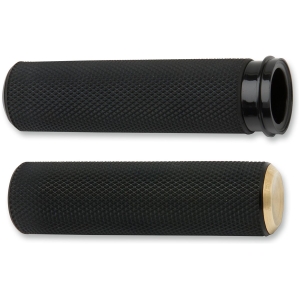GRIPS KNURLED FUSION THROTTLE BY CABLE BLACK BRASS ENDCAP