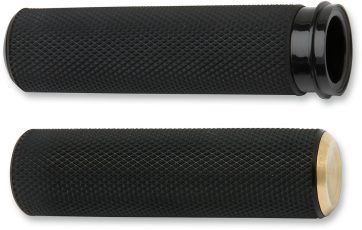 GRIPS KNURLED FUSION THROTTLE BY CABLE BLACK BRASS ENDCAP