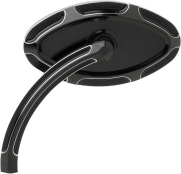 MIRROR CAT EYE BEVELED SHORT STEM LEFT BLACK