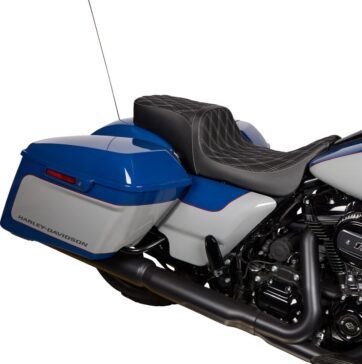 Seat Predator 2-Up Vinyl Dbl Diamond Slvr Stitch FLH 2008-23 - Bild 2