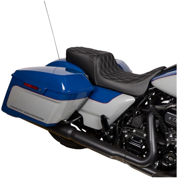 Seat Predator 2-Up Vinyl Dbl Diamond Slvr Stitch FLH 2008-23 - Bild 2