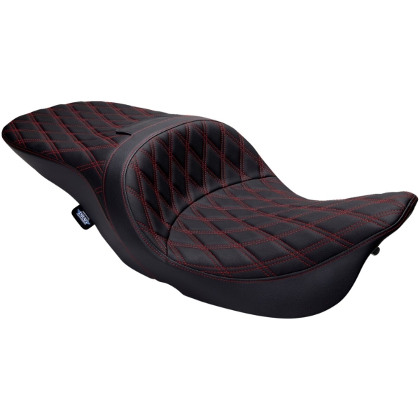 Seat Freedom Tour, Bk DD w/Rd stch vinyl, FLHT/R/X,FLHTC/U/G