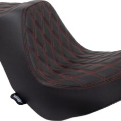 Predator III Seat - Double Diamond - Black w/ Red Stitching - Softail 18+