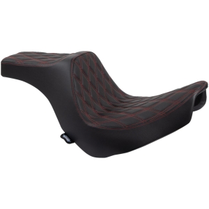 Predator III Seat - Double Diamond - Black w/ Red Stitching - Softail 18+