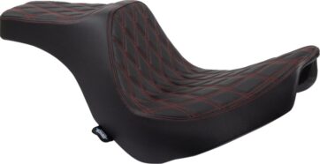 Predator III Seat - Double Diamond - Black w/ Red Stitching - Softail 18+