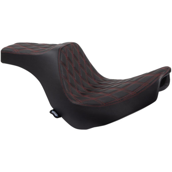 Predator III Seat - Double Diamond - Black w/ Red Stitching - Softail 18+
