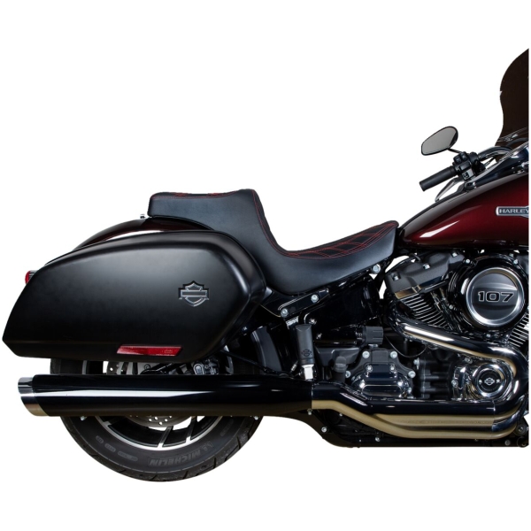 Predator III Seat - Double Diamond - Black w/ Red Stitching - Softail 18+ - Bild 3