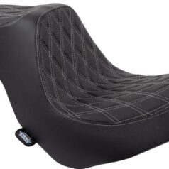 Predator III Seat - Double Diamond - Black w/ Silver Stitching - Softail 18+