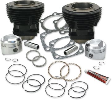 CYLINDER AND STANDARD COMPRESSION PISTON KIT 80" 3-1/2" BORE GLOSS BLACK FINISH