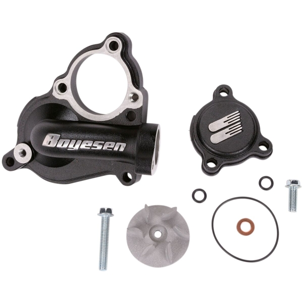 WATER PUMP COVER & IMPELLER KIT SUPERCOOLER ALUMINUM BLACK