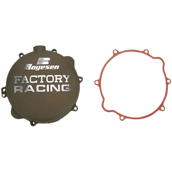 CLUTCH COVER FACTORY RACING  ALUMINUM REPLACEMENT SILVER | BLACK