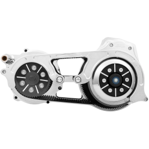 OPEN BELT DRIVE KIT 2'' WITH 1-PIECE MOTOR PLATE CHROME