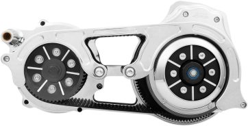 OPEN BELT DRIVE KIT 2'' WITH 1-PIECE MOTOR PLATE CHROME