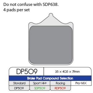 BRAKE PAD DP SINTERED REPLACEMENT STREET TOURING OFF-ROAD/ATV