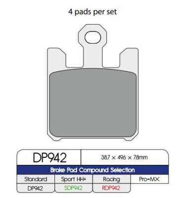BRAKE PAD DP SINTERED REPLACEMENT STREET TOURING OFF-ROAD/ATV