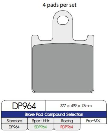 BRAKE PAD DP SINTERED REPLACEMENT STREET TOURING OFF-ROAD/ATV