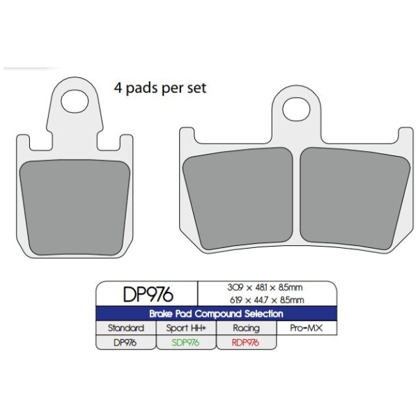 BRAKE PAD DP SINTERED REPLACEMENT STREET TOURING OFF-ROAD/ATV