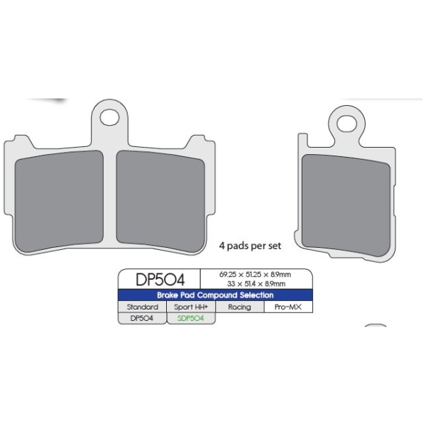 BRAKE PAD SDP SPORT HH+ HIGH FRICTION STREET