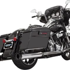 MUFFLER 4" STRAIGHT CAN CHROME W/3 STEPPED TUNED BAFFLE POLISHED END CAP BLACK