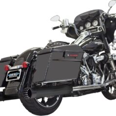 MUFFLER 4" STRAIGHT CAN BLACK W/3 STEPPED TUNED BAFFLE POLISHED END CAP BLACK