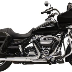 MUFFLER SLIP-ON 4" CHROME DNT PERFORMANCE MEGAPHONE BLACK END CAPS