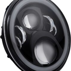 HEADLAMP 7"LED HALO Svart med HD Touring adapter
