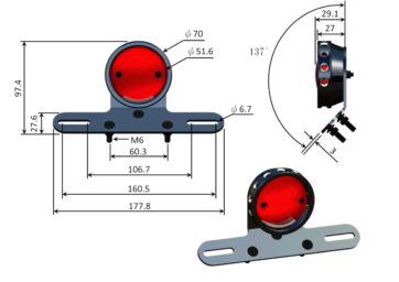 CUSTOM REPLACEMENT TAIL LIGHT / CLEAR LENS / SILVER|BLACK - Bild 2