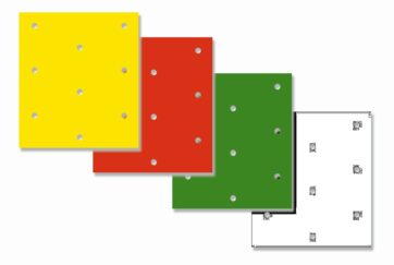 COLOURED CRYSTALL SHEETS W/HOLES 47X33 CM 3PK RED