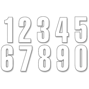 THREE SERIES NUMBER #0-9 SET ADHESIVE WHITE