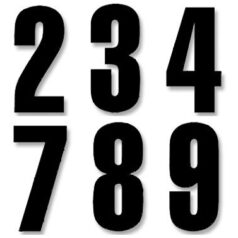 THREE SERIES NUMBER #0-9 SET ADHESIVE BLACK