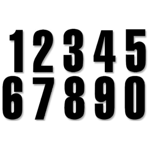 THREE SERIES NUMBER #0-9 SET ADHESIVE BLACK