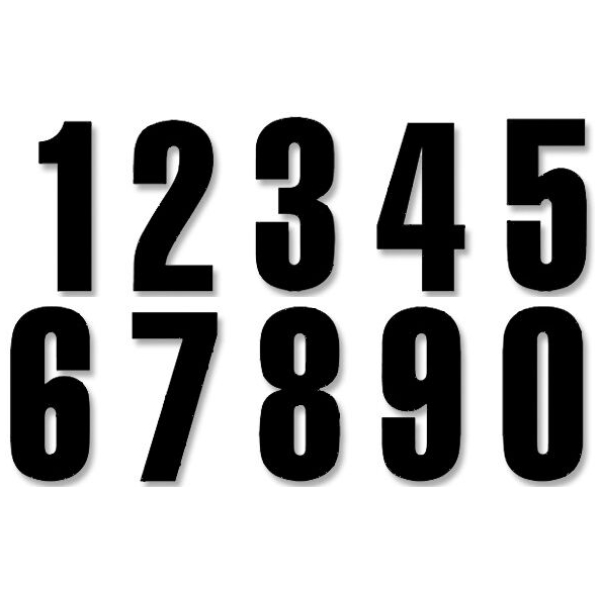 THREE SERIES NUMBER #0-9 SET ADHESIVE BLACK
