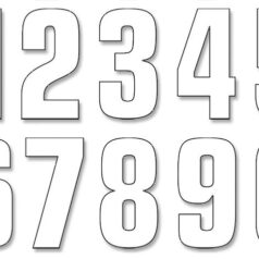 TWO SERIES NUMBER #0-9 SET ADHESIVE WHITE
