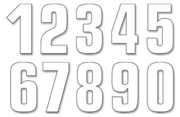 TWO SERIES NUMBER #0-9 SET ADHESIVE WHITE