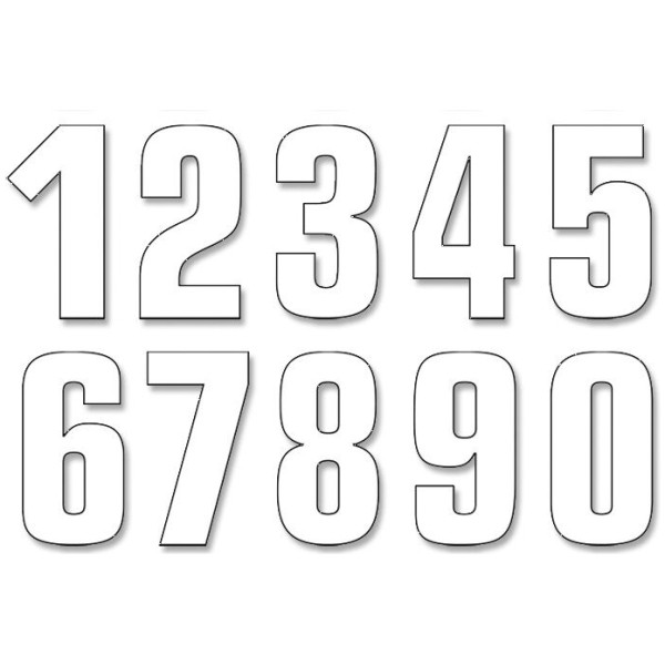 TWO SERIES NUMBER #0-9 SET ADHESIVE WHITE