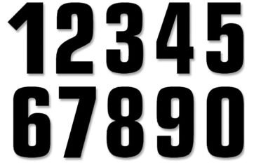 TWO SERIES NUMBER #0-9 SET ADHESIVE BLACK