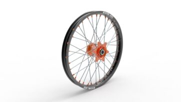 WHEEL ASSEMBLY MX-EN SPORT FRONT 1.60" X 21" ALUMINUM ORANGE