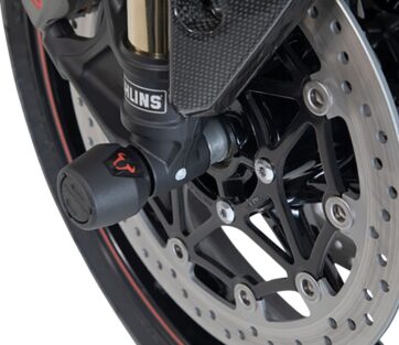 FRONT AXLE SLIDER SET BLACK Tiger 800 models / SpeedTr 1050 / Ténéré - Bild 2