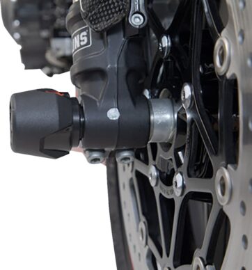FRONT AXLE SLIDER SET BLACK Tiger 800 models / SpeedTr 1050 / Ténéré - Bild 4