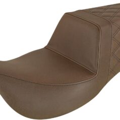 Step Up Seat - Rear Lattice Stitched - Brown - FLH