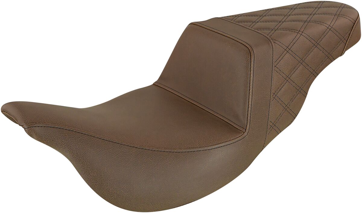 Step Up Seat - Rear Lattice Stitched - Brown - FLH