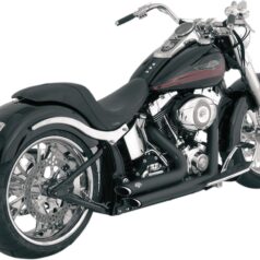 V&H SHORTSHOTS STAGGERED Svart Till Softail 86-11