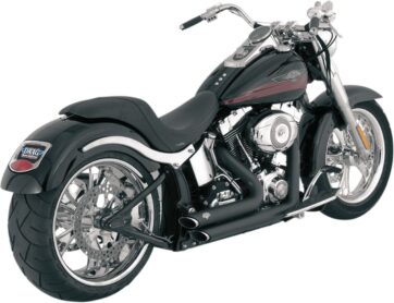 V&H SHORTSHOTS STAGGERED Svart Till Softail 86-11