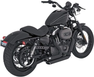 V&H SHORTSHOTS STAGGERED Svart, Till Sportster (883,1200) 04-13