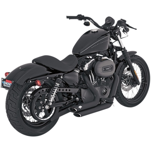 V&H SHORTSHOTS STAGGERED Svart, Till Sportster (883,1200) 04-13
