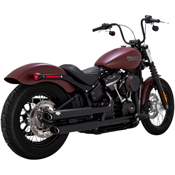 Twin Slash 3" Mufflers - Black Till Softail 2018 och nyare (deluxe , Heritage, lowrider ) - Bild 2
