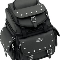 DRESSER BACK SEAT SISSY BAR BAG SYNTHETIC LEATHER BLACK CHROME